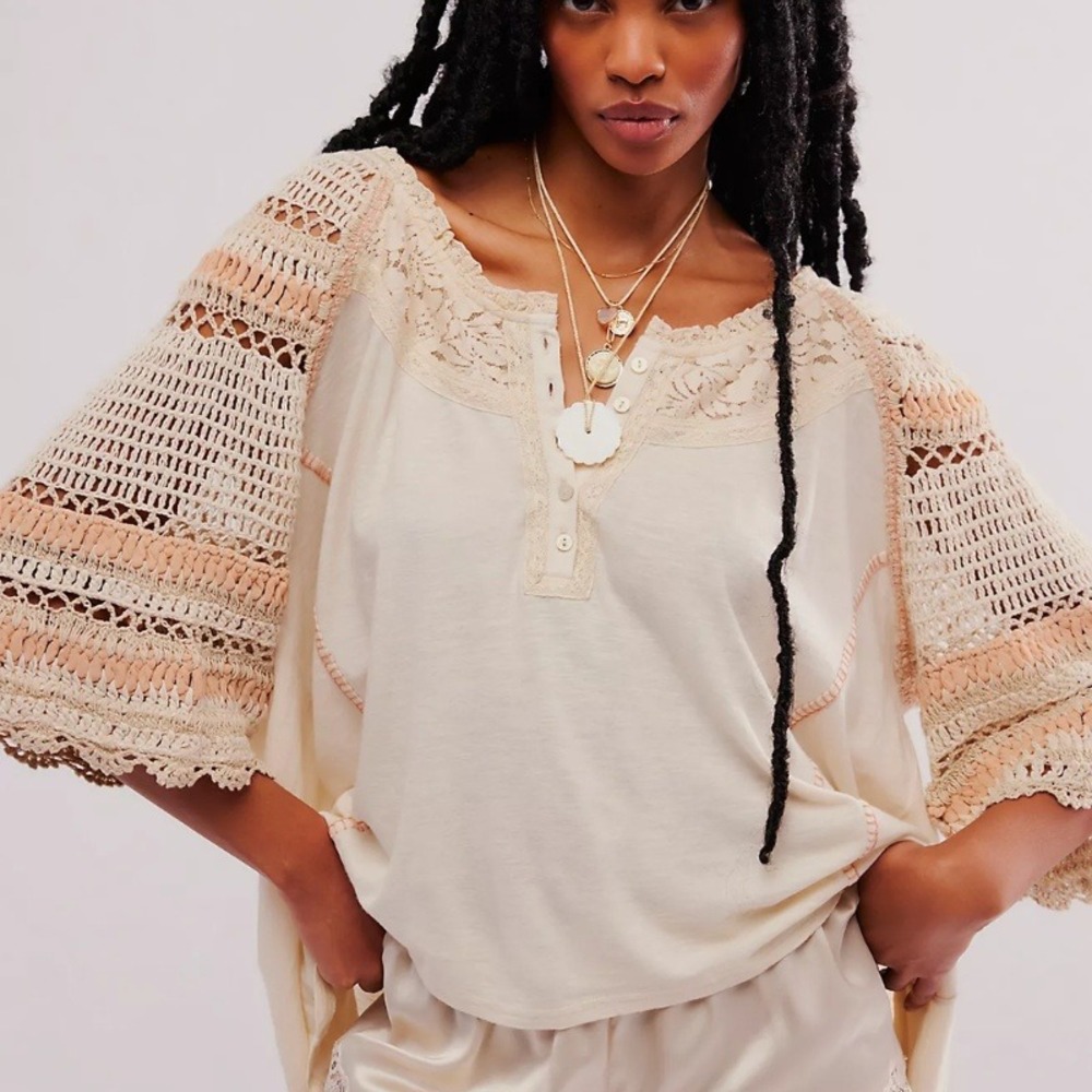Free People Crochet Me Pullover Size Small NWT